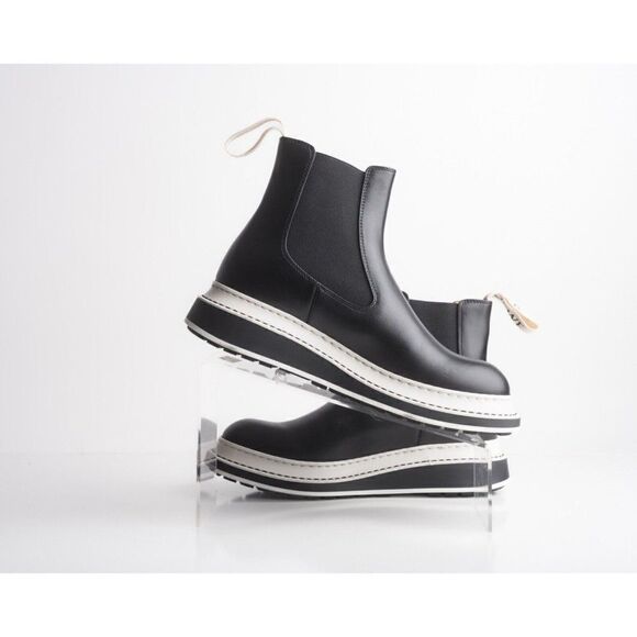 Loewe Womens Chelsea Ankle Boots Leather Pull On Flat Black US 7 EU 37 New - Picture 3 of 10